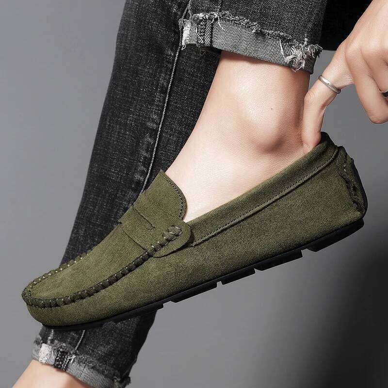 Fashion Suede Men Casual Breathable Leather Mens Loafers Slip on Male Driving Brand Comfortable Boat Shoes