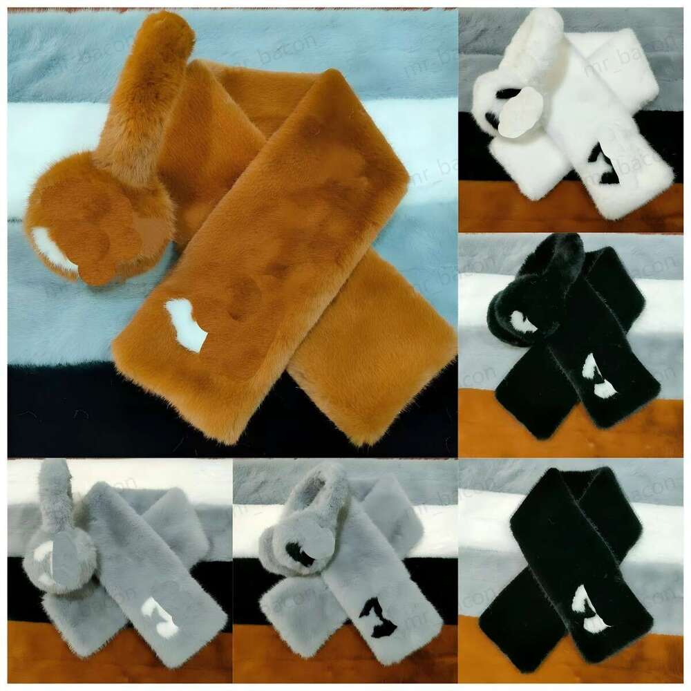 Designer Scarf And Ear Muffs Set Winter Mink Fur Letter Style Fashion Casual Versatile Scarf set