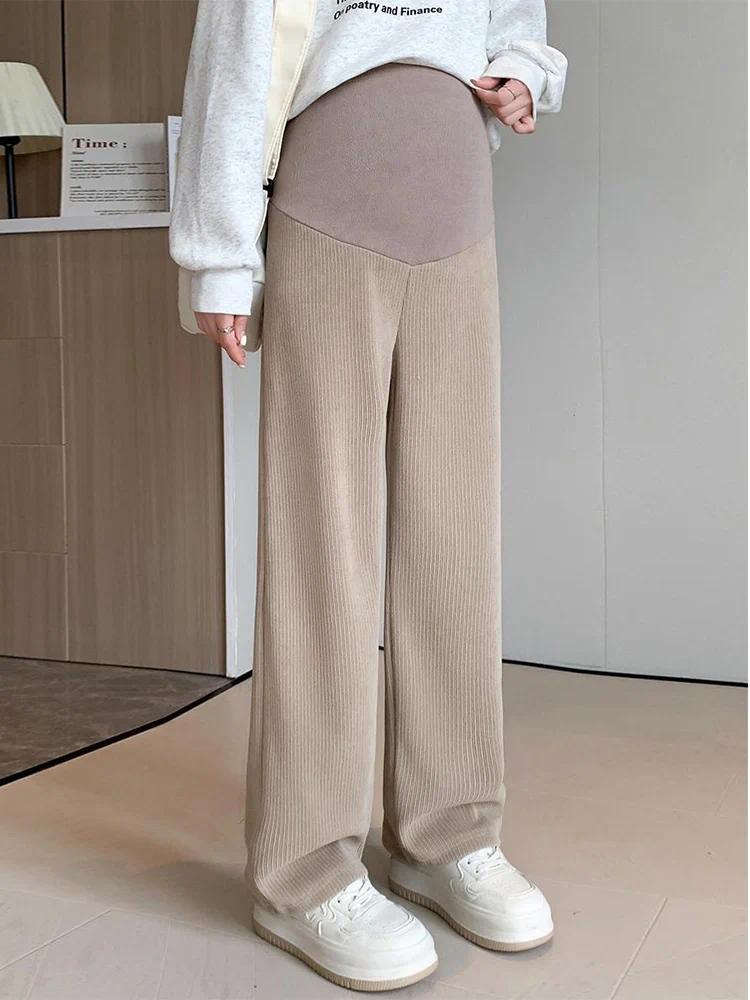 Spring Autumn Fashion Maternity Straight Pants, Wide Leg Loose Across High Waist Trousers, Clothes for Pregnant Women Pregnancy