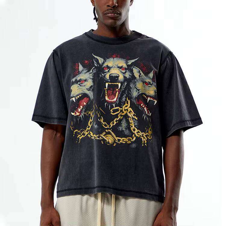 Men's 100% Cotton T-Shirt Printed Slim Fit 230 Gsm Formal Style Black