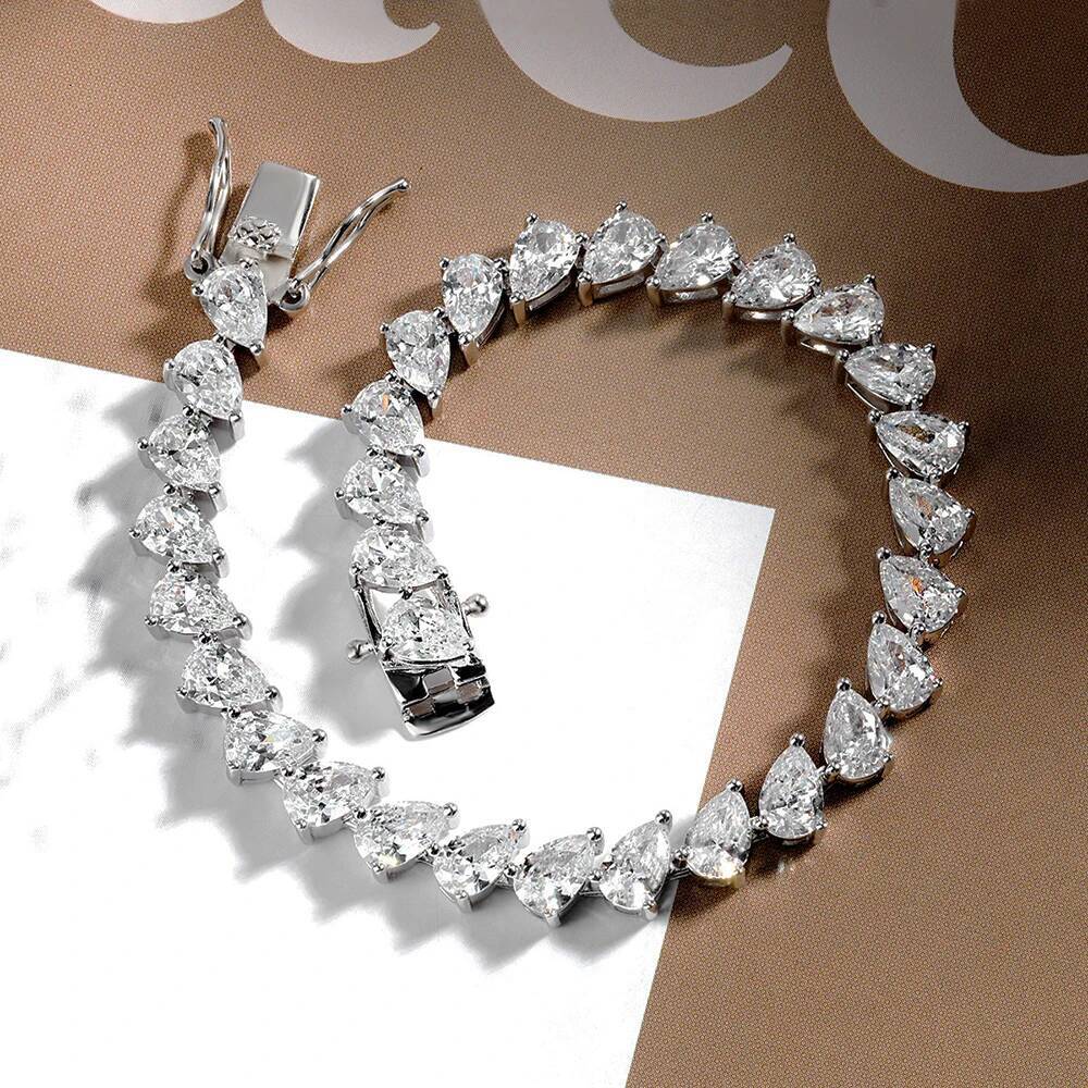 Gra Certified 05carat Pear Cut Moissanite Diamond Tennis Bracelets for Women 925 Sterling Silver Waterdrop Shape Wrist Chain