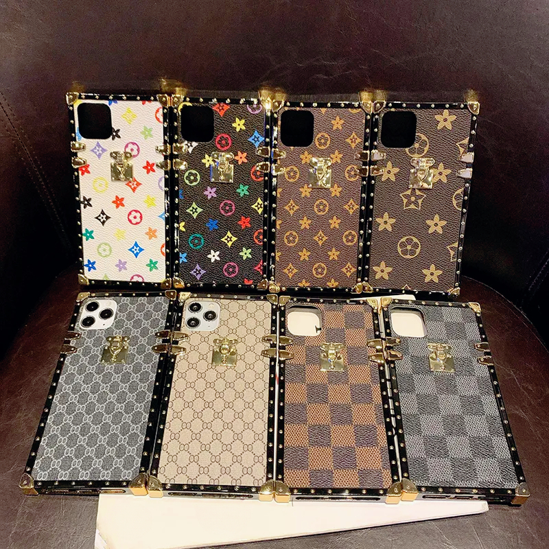 Fashion Designer Phone Cases for iPhone 16 Pro Max 16 15 Plus 14 Pro 13 12 11 checkered square iPhone 15 Samsung S23 vintage checkerboard leather phone cover Lady's gift