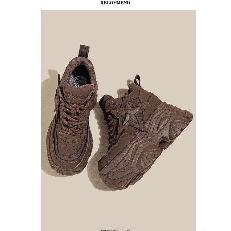 ThickSoled Dad Shoes for Women Spring Single Shoes Sports Casual Shoes for Petite Women HeightIncreasing Early Autumn Shoes 7cm Hidden Wedge Shoes for