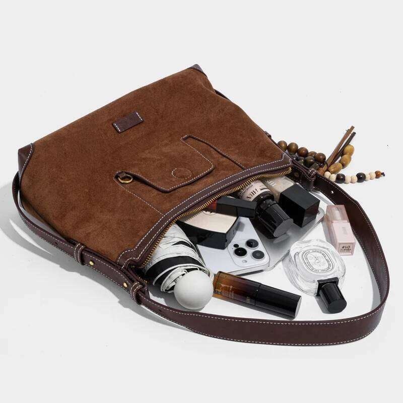 Faux Suede Hobos Bags For Women Designer Handbags And Purses 2025 New In Vintage Button Beaded Pendants Underarm Shoulder