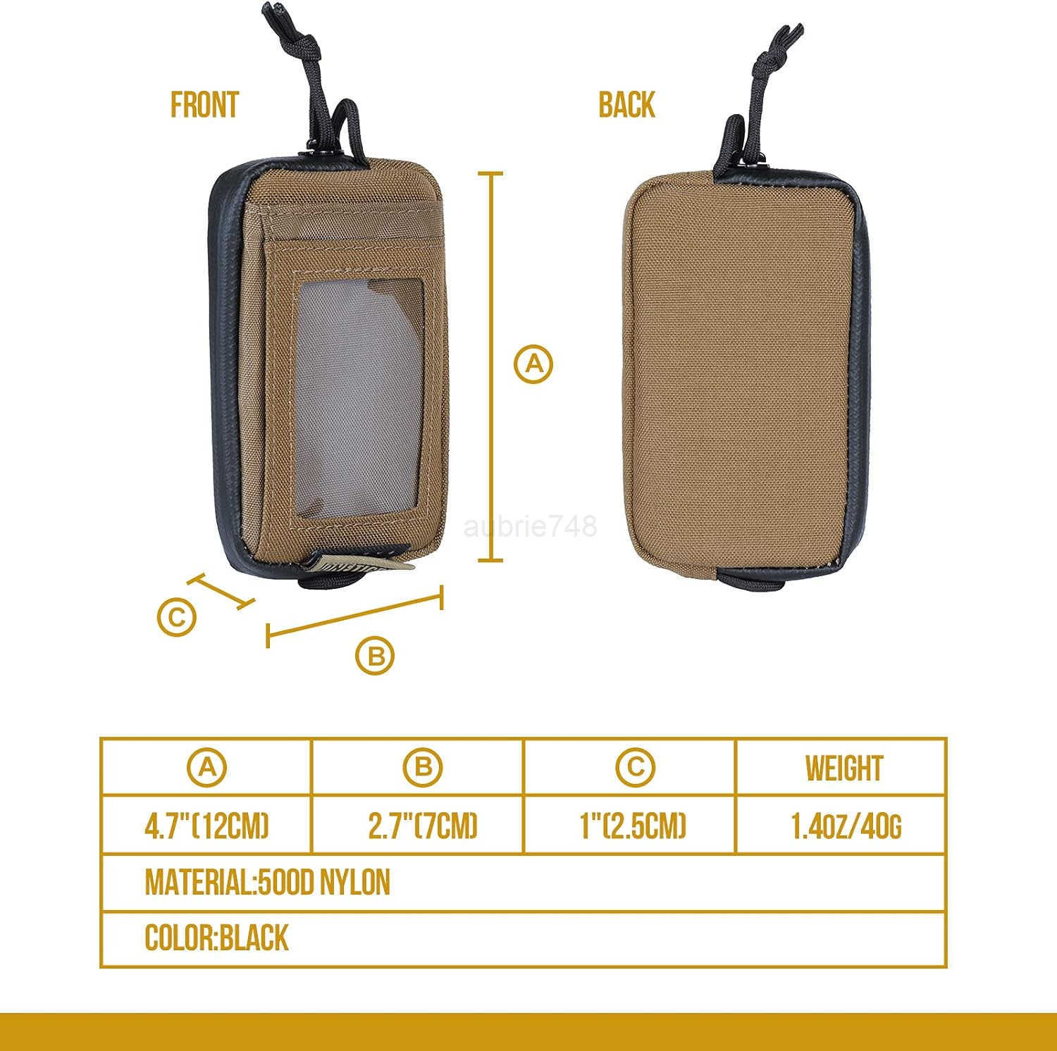 Front Pocket Wallet with Zippers Small Coin Purse Tactical Wallet Nylon Minimalist Wallet for Men Women BrownZ250911