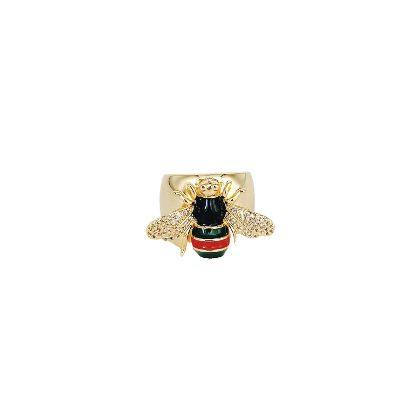 Gold Bee Bracelet Ring Set Enamel Rhinestone Jewelry for Women's Daily Styling Enamel Rhinestone Insect European American Retro Hot-Selling