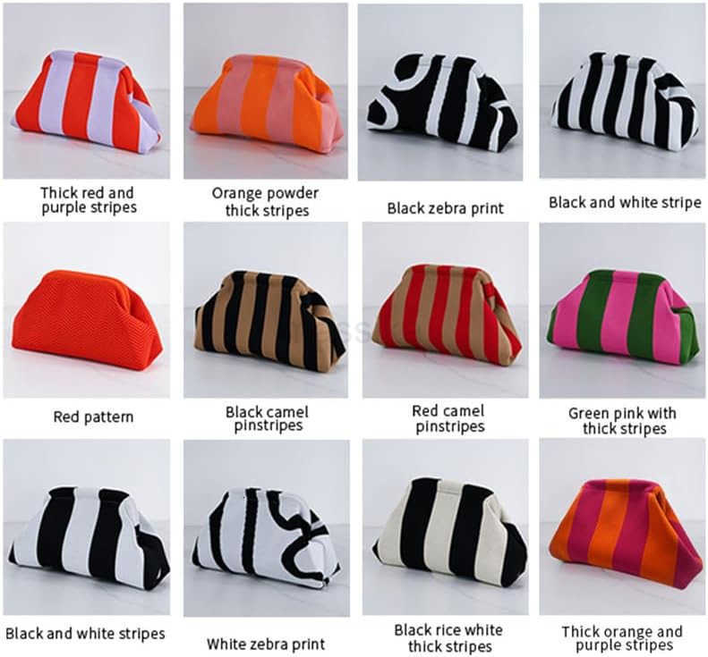 Clutch Purses for Women 2025 Summer Beach Woven Crochet Bag Dumpling Striped Ruched Cloud Purse Evening Handbag M250902