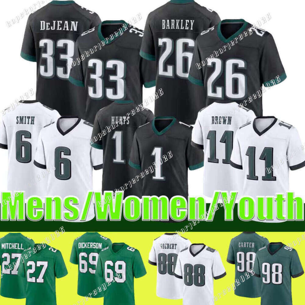 #26 Saquon Barkley Football Jersey #1 Jalen Hurts DeVonta Smith AJ Brown Jalen Carter Dillon Dawkins Quinyon Mitchell Goedert Cooper DeJean Jihaad Campbell jerseys