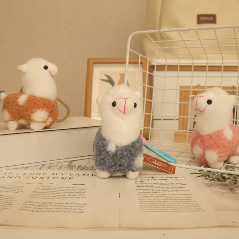 Cute Mini Stuffed Animals Alpaca Plush Toys Doll Keychain Kawaii Cartoon Anime Soft Plushie Alpaca Toy Keychain for Claw Machine