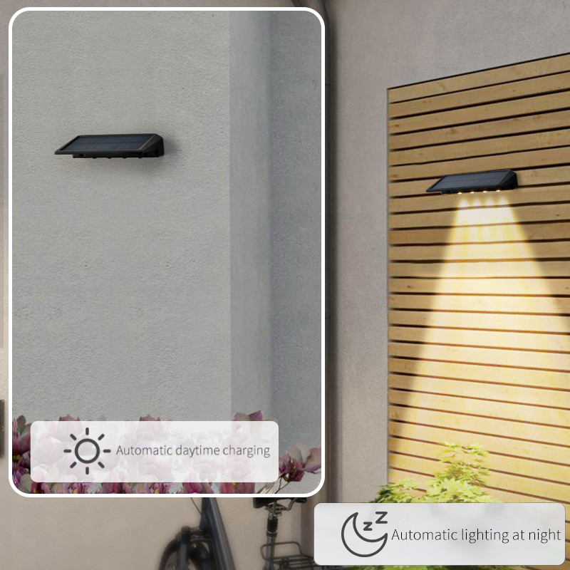 Solar powered step lights, outdoor courtyard decorative lights, wall lights, automatic on/off night lights, terrace waterproof railing lights