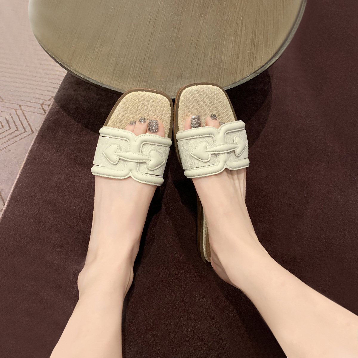 Designer Women's Thick-heeled Height-increasing Soft Comfortable Fashionable Hollowed-out Toe Sandals French Noble Luxury Style Banquet Sandals