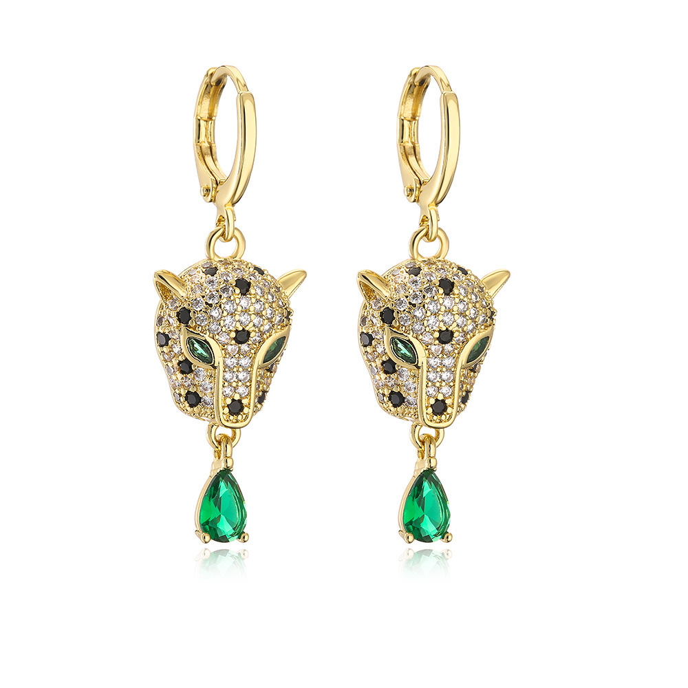 Luxury Brand Designer Jewelry New Women's Leopard Pendant Earrings European And American Style Niche Light Luxury Copper Plated 18K Gold Personal