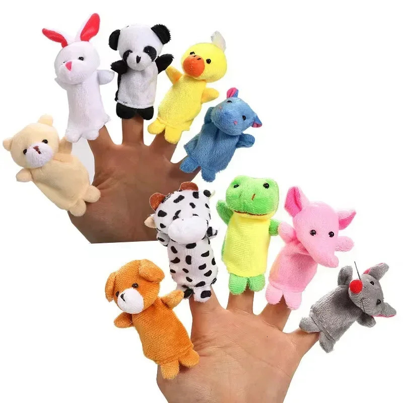1PC Cute Baby Toys Cartoon Animal Hand Finger Puppets Pretend Play Plush Dolls Parentchild Game Props for Kids Girls Funny Gift 250901