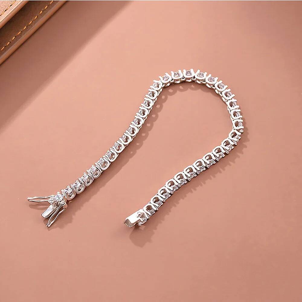 Gra Certified 35mm Full Moissanite Diamond Tennis Bracelet 100 925 Sterling Silver UShape Bullhead Bracelets for Women Men