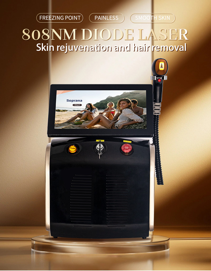 Professional Diode Ice Titanium Laser Body Hair Removal Machine 3 Wavelength 755/808/1064nm Face Hair Remove for Salon Epilator