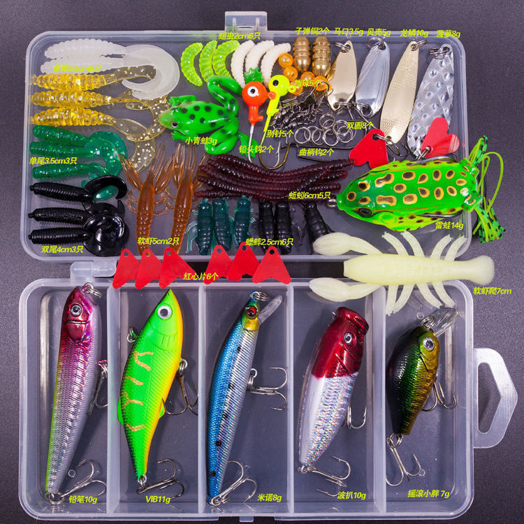 Fishing Lure Kit Soft and Hard Bait Set Gear Layer Minnow Metal Jig Spoon For Bass Pike Crank Tackle Accessories with Box 240808