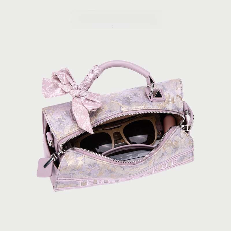 DHpet_wholesale 2025 Women's Boston Bag - Vintage Print Shoulder Purse with Pillow Design, Medium Capacity Crossbody Bag for Daily Use