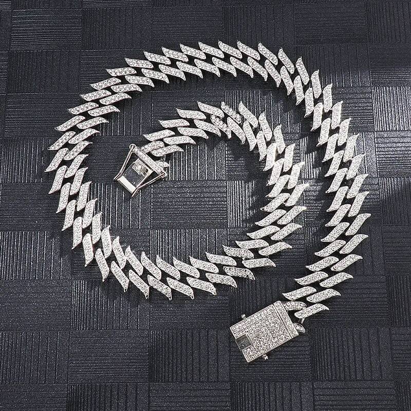 ULJ 16mm Hip Hop Reinstones Chains for Men Iced Out Miami Cuban Link Choker Necklace for Mens Bling Jewelry