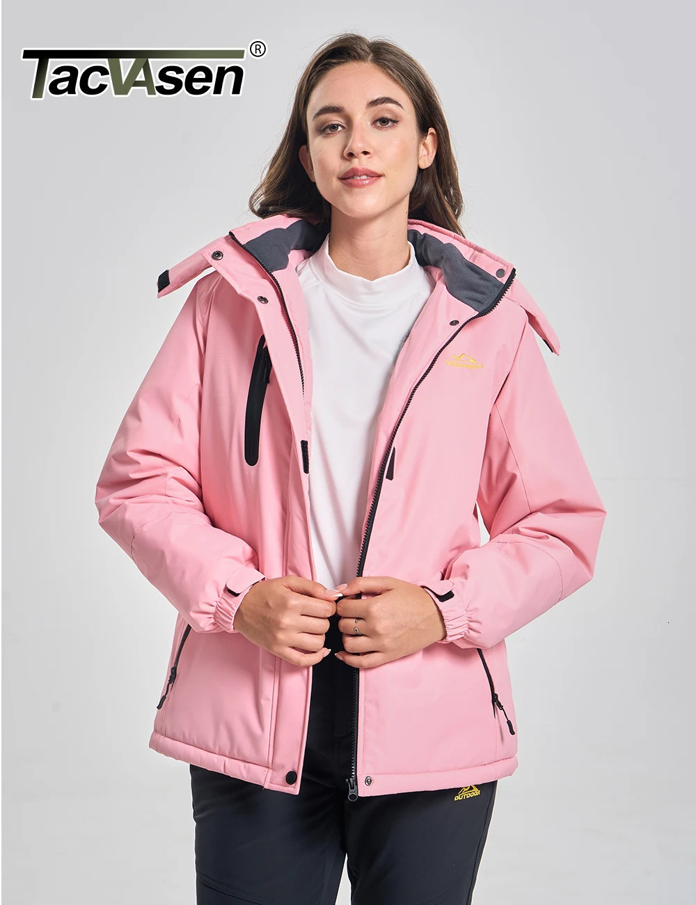 TACVASEN Womens Winter Thermal Jackets Warm Fleece Lined Waterproof Jacktes Snow Ski Hood Coat Mountain Snowboarding Windbreaker 250902