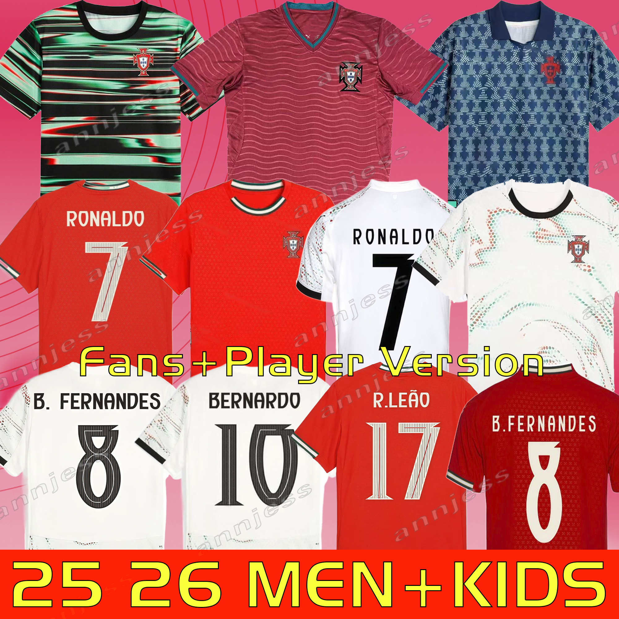 Euro 2026 Portugal National Team Jerseys Featuring Top Players Like Ronaldo, Felix - Suitable for Fans of All Ages RONALDO BERNARDO BERNARDO DALOT men women kid kits 888