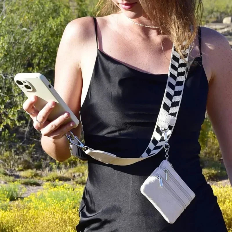 Adjustable Phone Strap With Zippered Pouch Fashion Mobile Phone Lanyard Crossbody With Wallet Antilost Lanyard For Women 250901
