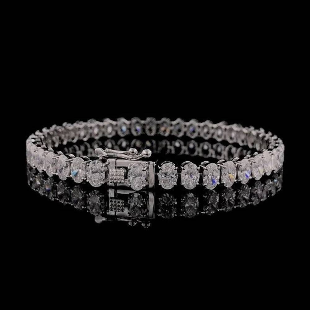 05Carat Oval Cut Full Moissanite Tennis Bracelets for Women 100 925 Sterling Silver D VVS1 Diamond Bangle with Gra Certificate