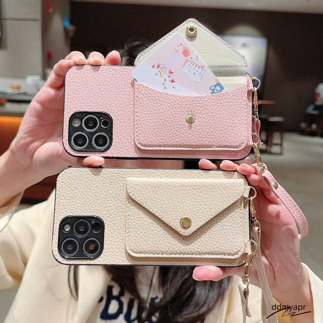 Crossbody Strap Leather Card Slot Pocket Wallet Case For Iphone 11 12 13 14 15 Ddmyaug Pro Max Plus Lanyard Phone Bag Cover Purse Y240815 Ddmyaug