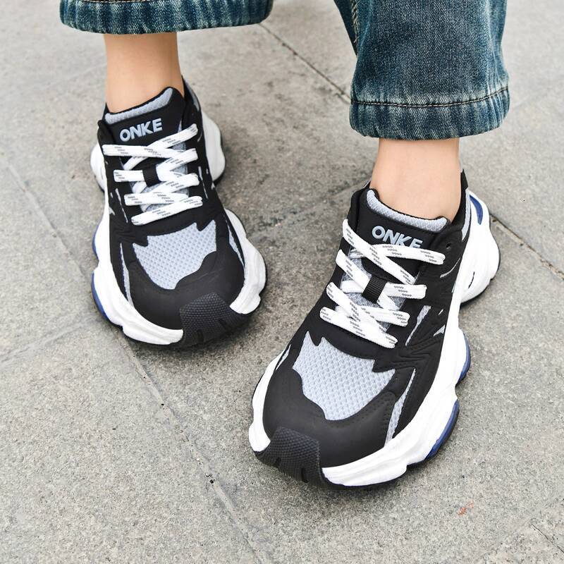 ONKE Men's Sports New Autumn Thick-Soled Height-Increasing Versatile Breathable Dad Women's Mesh Running Shoes