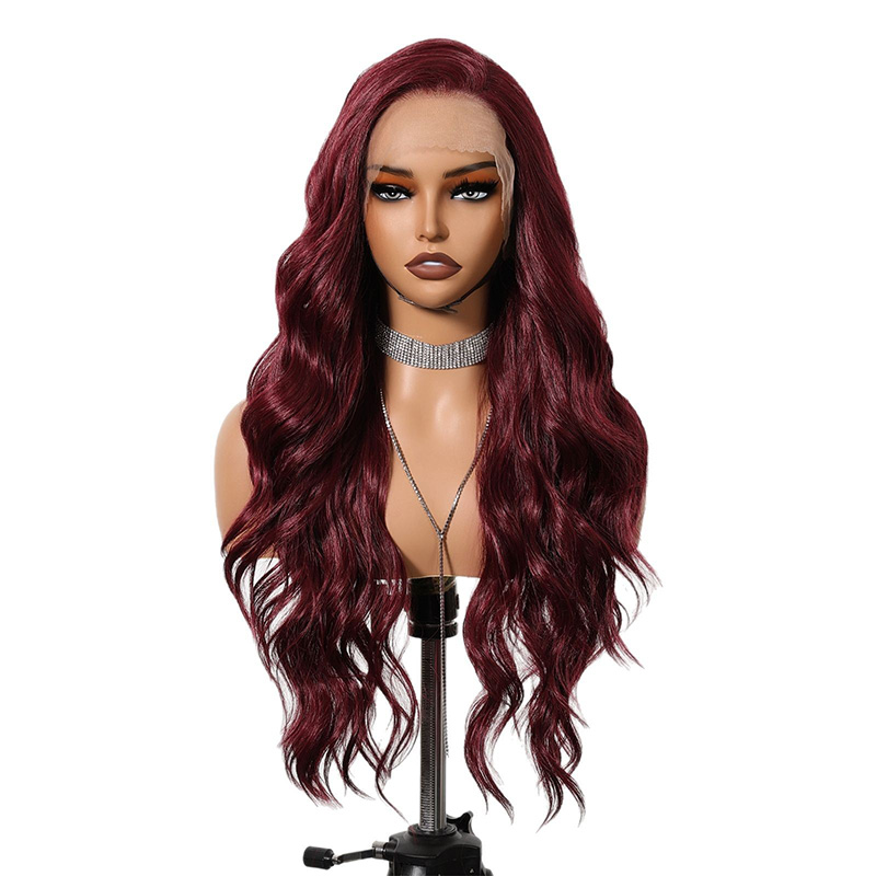 13*6 imported Silk Lace Wigs For Women With Random Parting Dark Brown Long Curly Hair Manufacturers in Stock J56