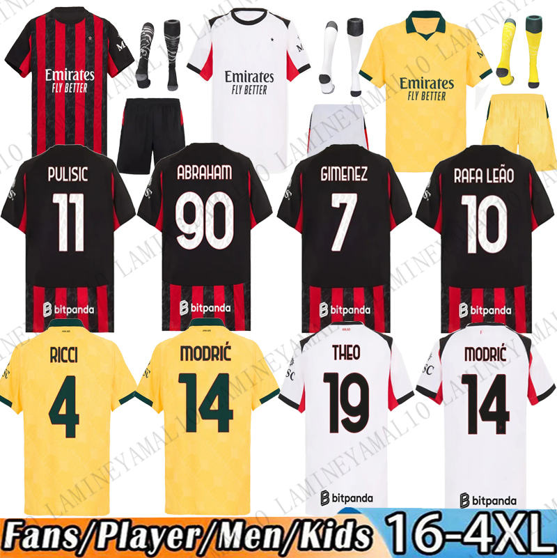 ac milanjersey 25 26 Football Shirt Modric Rafael Leao Maignan Luka Jovic Kyle Walker Fikayo Tomori Christian Pulisic Soccer Jerseys kids kit ac milian jersey