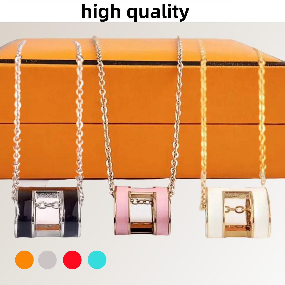 Plated gold necklace designer for women designer necklace luxury jewelry letter pendant small stainless steel mens necklaces designer pink white black orange om05