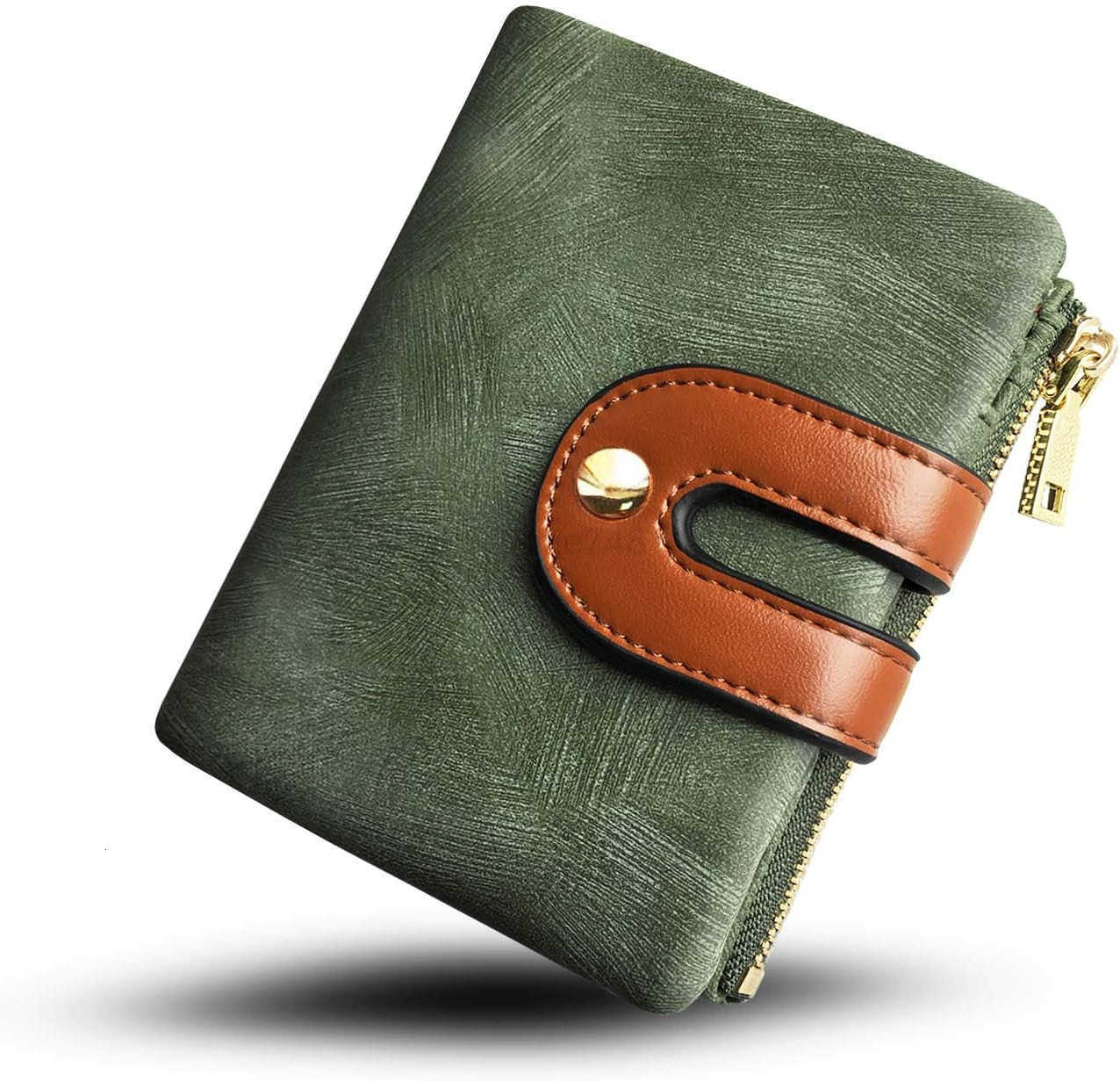 TOPKULL Womens Wallets Bifold Leather Small Wallets for Women Mini Rfid Thin Billfolds Ladies Wallets Slim Compact with Zipper Coin Pocket greenZ25091