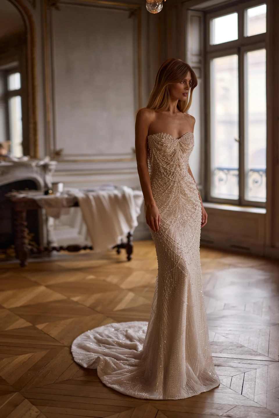 Graceful Pearls Lace Mermaid Long Wedding Dress With Shawl Sweetheart Neck Bridal Gown Customized Elegant Ivory Dresses For Bride