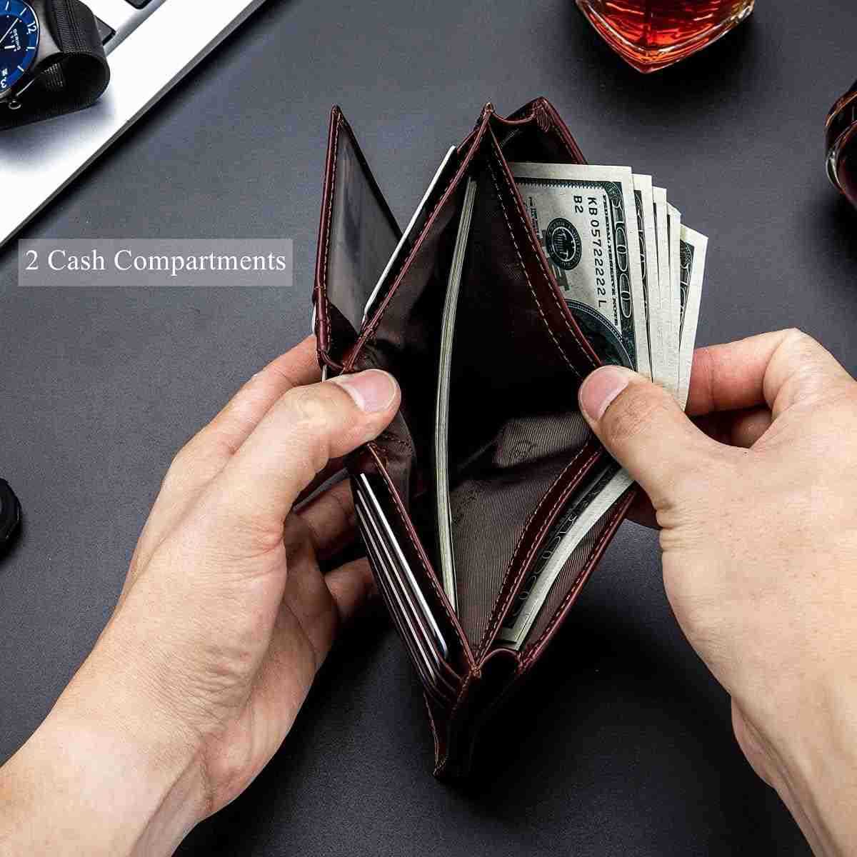 Large Capacity Genuine Leather Bifold WalletCARD Holder for Men with 15 Card Slots QB027Z250911