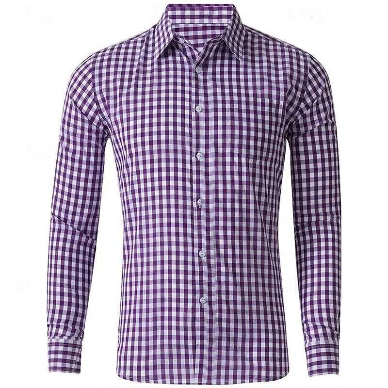 Mens shirt long sleeve shirt Hawaiian style red and blue plaid lapel casual breathable noniron holiday street fashion clothing X250903