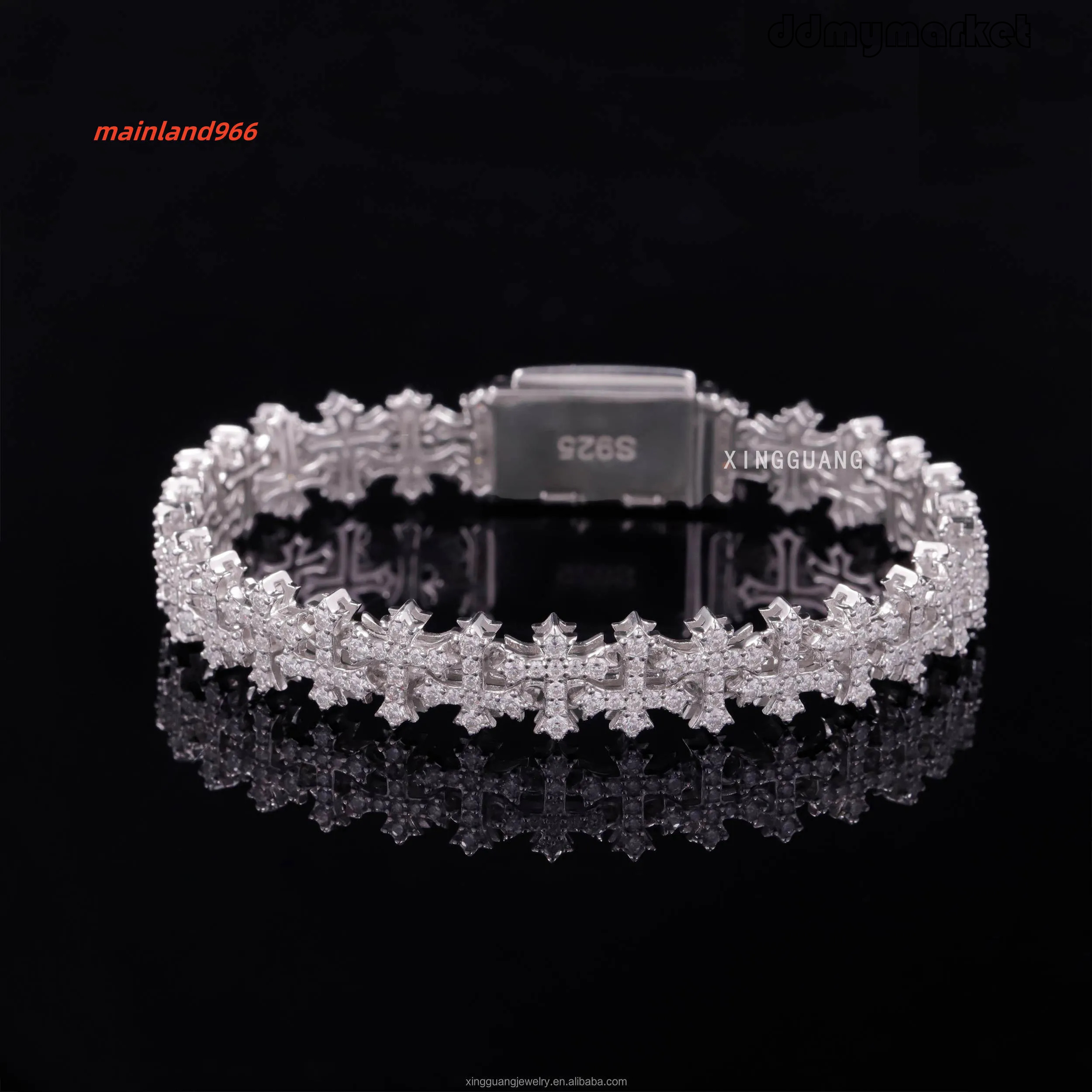 New Design Sterling Sier Gold Plated Link Bracelets Iced Out Vvs Moissanite Full Dia Cross Chain Bracelet ddmymarket