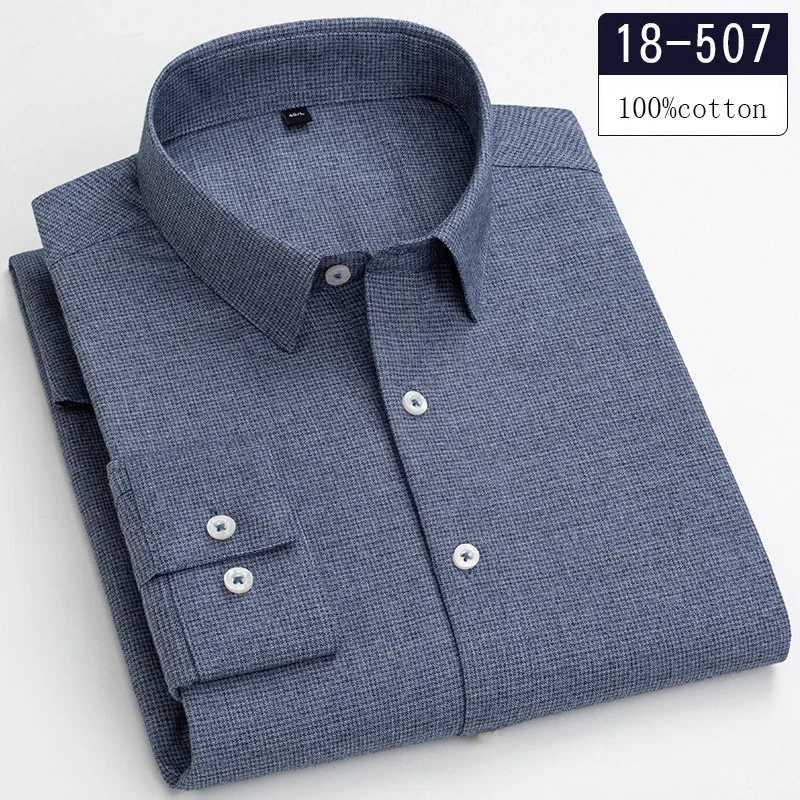 Luxury highquality100cotton houndstooth full shirts for men slim fit Casual shirt longsleeve plaid soft designer clothes ropa X250903