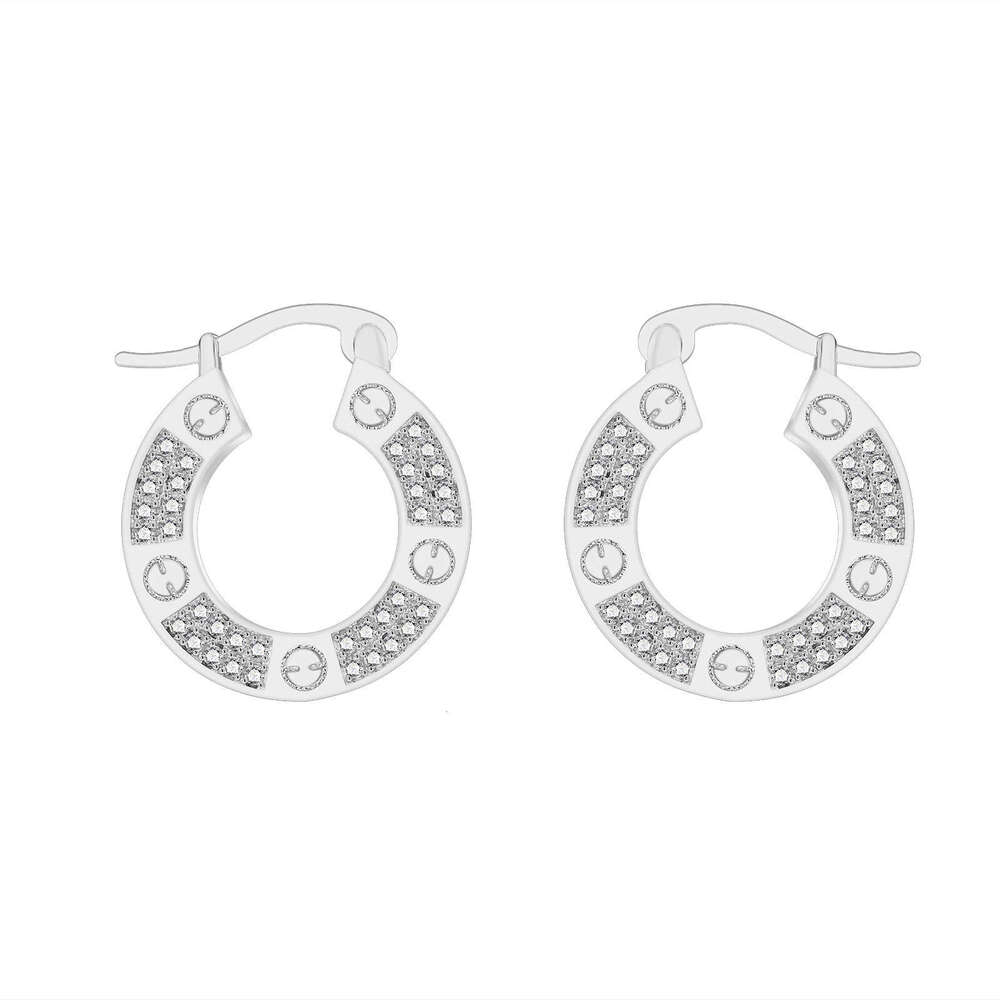 DHpet 2025 New Luxury French Hollow Circle Earrings - Copper Zircon Inlay, Gold/Silver, Fashion Commute Style, XINSHIJIE Brand, for Women