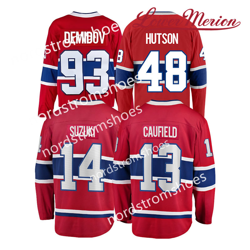 nordstromshoes 2025 New Top Stitched Ice Hockey Jerseys Montreal 93 Demidov 13 Caufield 48 Lane Hutson 14 Suzuki Wholesale Jerseys