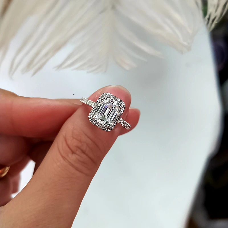 Emerald cut 2ct Lab Diamond Ring Bridal sets Real 925 sterling silverEngagement Wedding band Rings for Women Bridal Gem Jewelry 250902