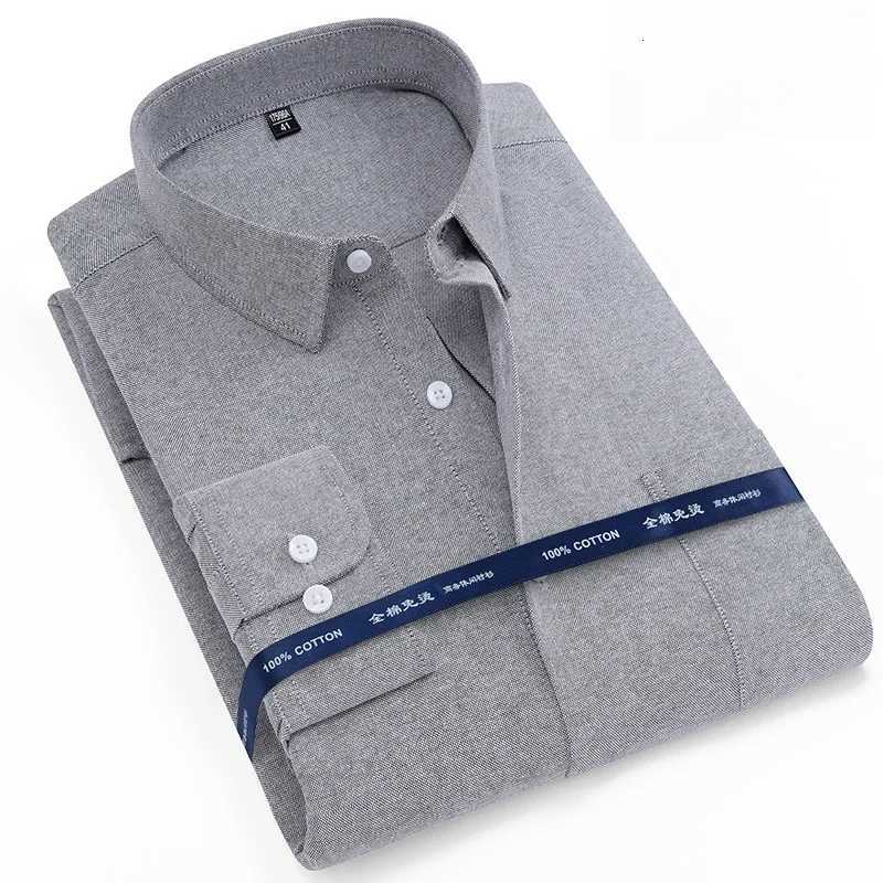 New 100 Pure Cotton Shirts Oxford Men Solid Color Shirt Long Sleeve Regular Fit Men Pocket Casual Autumn Male Shirt 7XL 8XL X250903