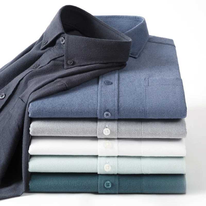 Hight qulity 100cotton oxford brushed long sleeve shirts for men slim fit formal shirt solid white clothes soft office tops X250903