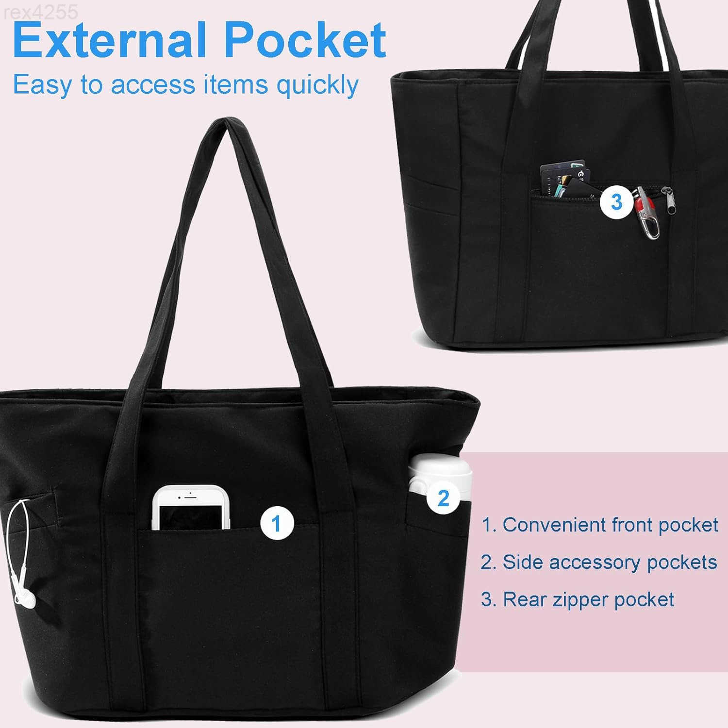 Tote Bag for Women Travel Essentials Large Tote Bag with Zipper Top Handle Handbag for Travel WorkW250903