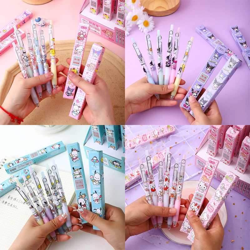 Sanrio 24pcsBox Kuromi Hello Kitty Gel Pen Cinamonroll Student Writing Office Neutral Pen ball pen Stationery School Supplies L250903