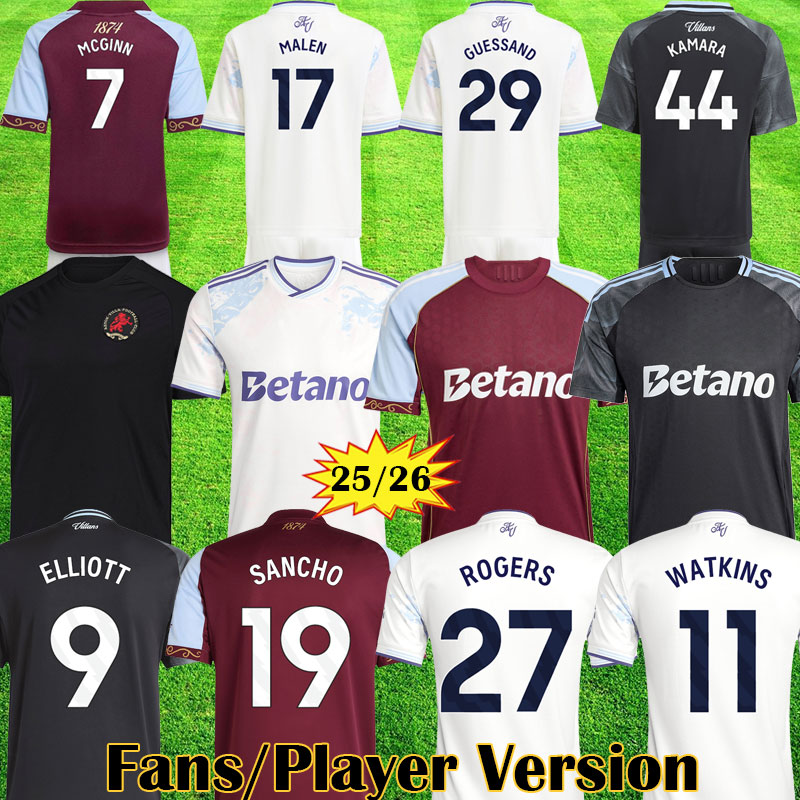 2025 150 Year Anniversary Kit ELLIOTT Aston Soccer Jerseys 2025 2026 SANCHO Villa Kits WATKINS ALLIV men kids 150TH football Shirts ROGERS Special Uniform Kit
