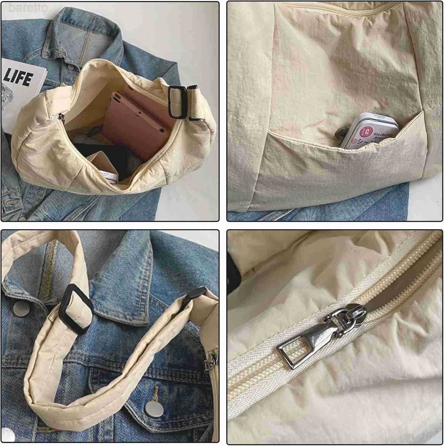 Large Nylon Crossbody Purse Women Hobo Crescent Shoulder Bag Slouchy Tote Bag Casual Weekend Handbag for Women M250903