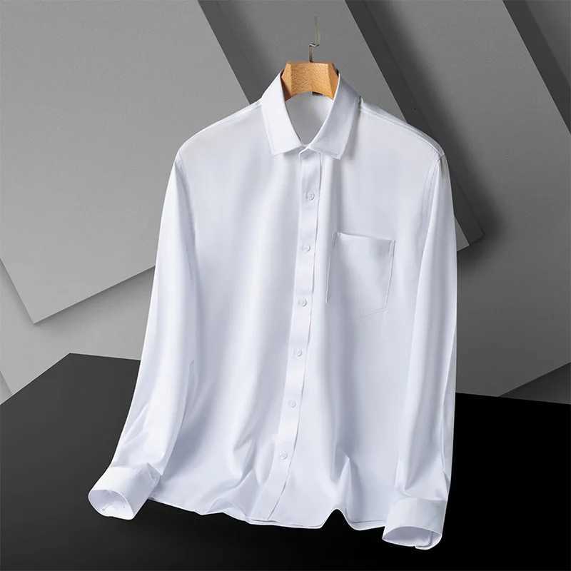 AntiWrinkle Mens Shirts Long Sleeve with pockets Camisa Social Business Solid Color Blue Black White Shirts Men Long Sleeve X250903