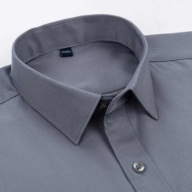 AntiWrinkle Mens Shirts Long Sleeve with pockets Camisa Social Business Solid Color Blue Black White Shirts Men Long Sleeve X250903