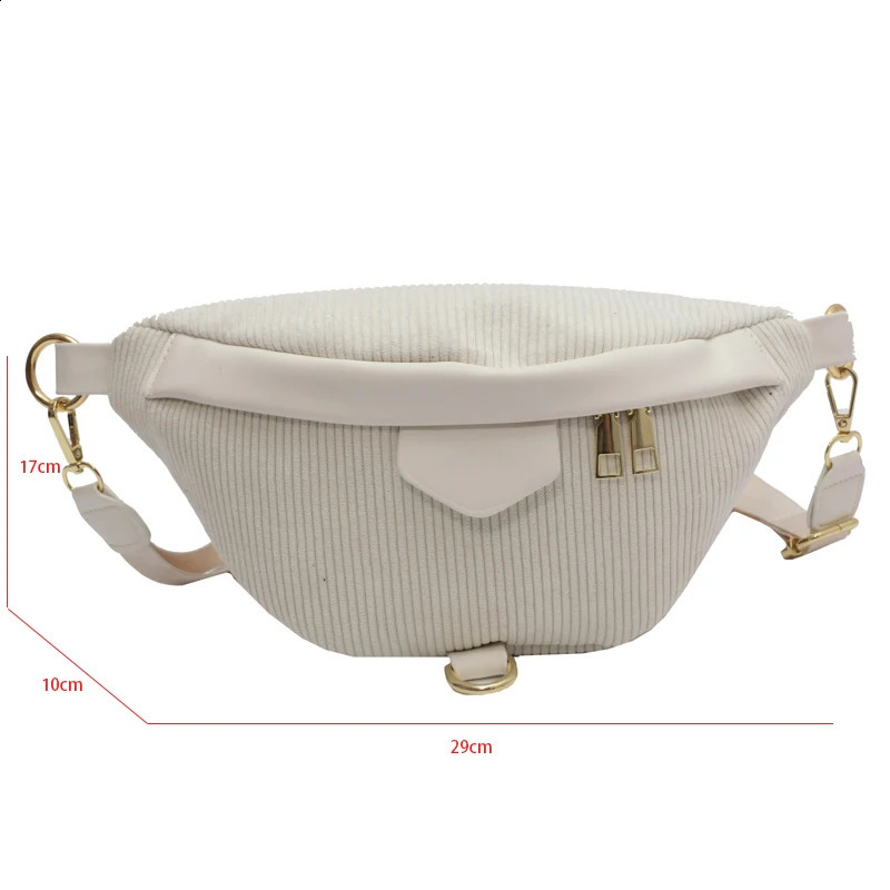 Casual Corduroy Crossbody Bag For Women Fanny Waist Pack Simple Travel Phone Purse Large Canvas Waist Bag Banana Hip Belt Bag 250903