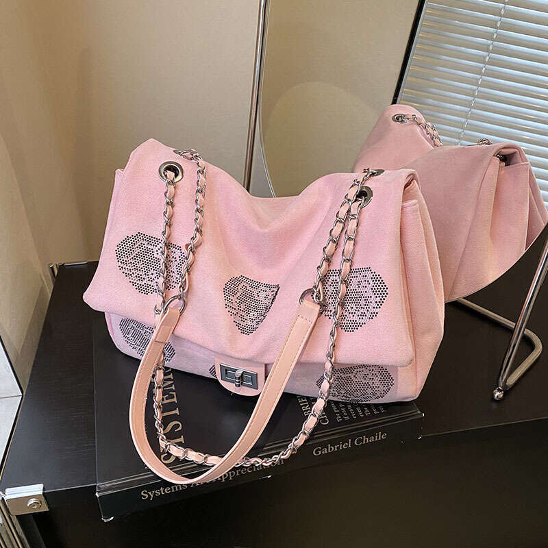 DHpet_wholesale Women's Suede Messenger Bag - Large Capacity Crossbody Purse with Rhinestone Details, Fashion Underarm Shoulder Bag for Daily Use